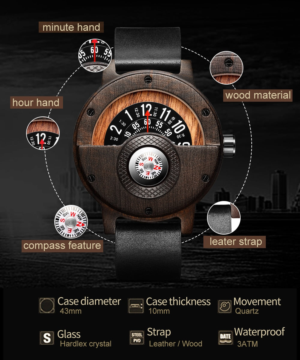 Multifunctional Wooden Wristwatch for Men - Eminent Watches