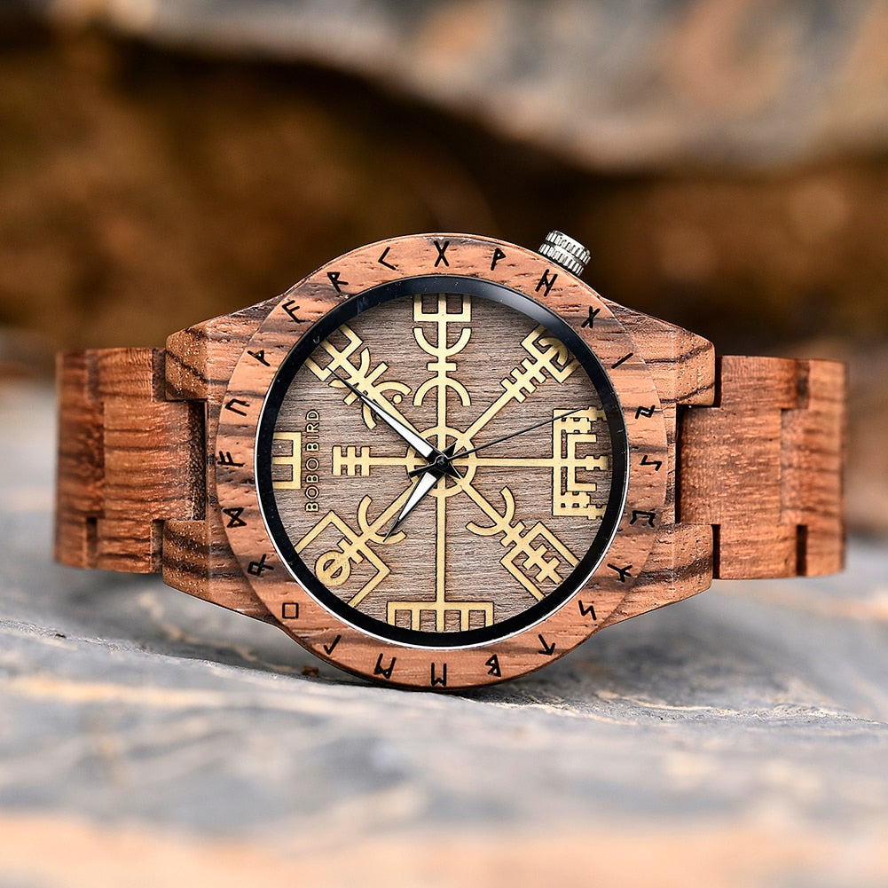 Vintage Viking Vegvisir Man's Wooden Watches - Eminent Watches