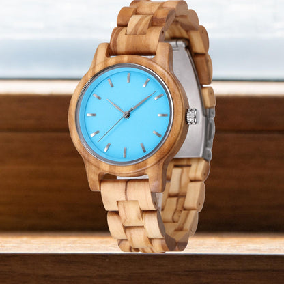 green-dial-simple-ladies-wood-grain-watch - Eminent Watches