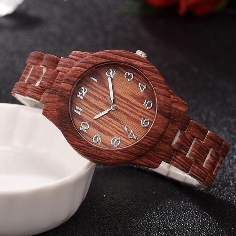 Imitation Wood Leather Band Quartz Wristwatches - Eminent Watches