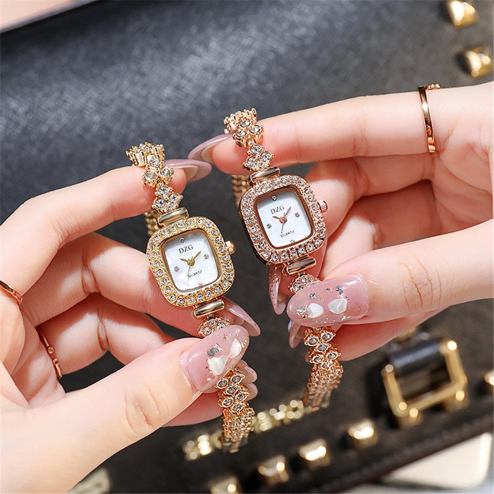 Rose Gold Crystal Bracelet Women Watches gold bracelet with roses - Eminent Watches