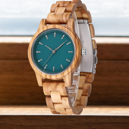 green-dial-simple-ladies-wood-grain-watch - Eminent Watches